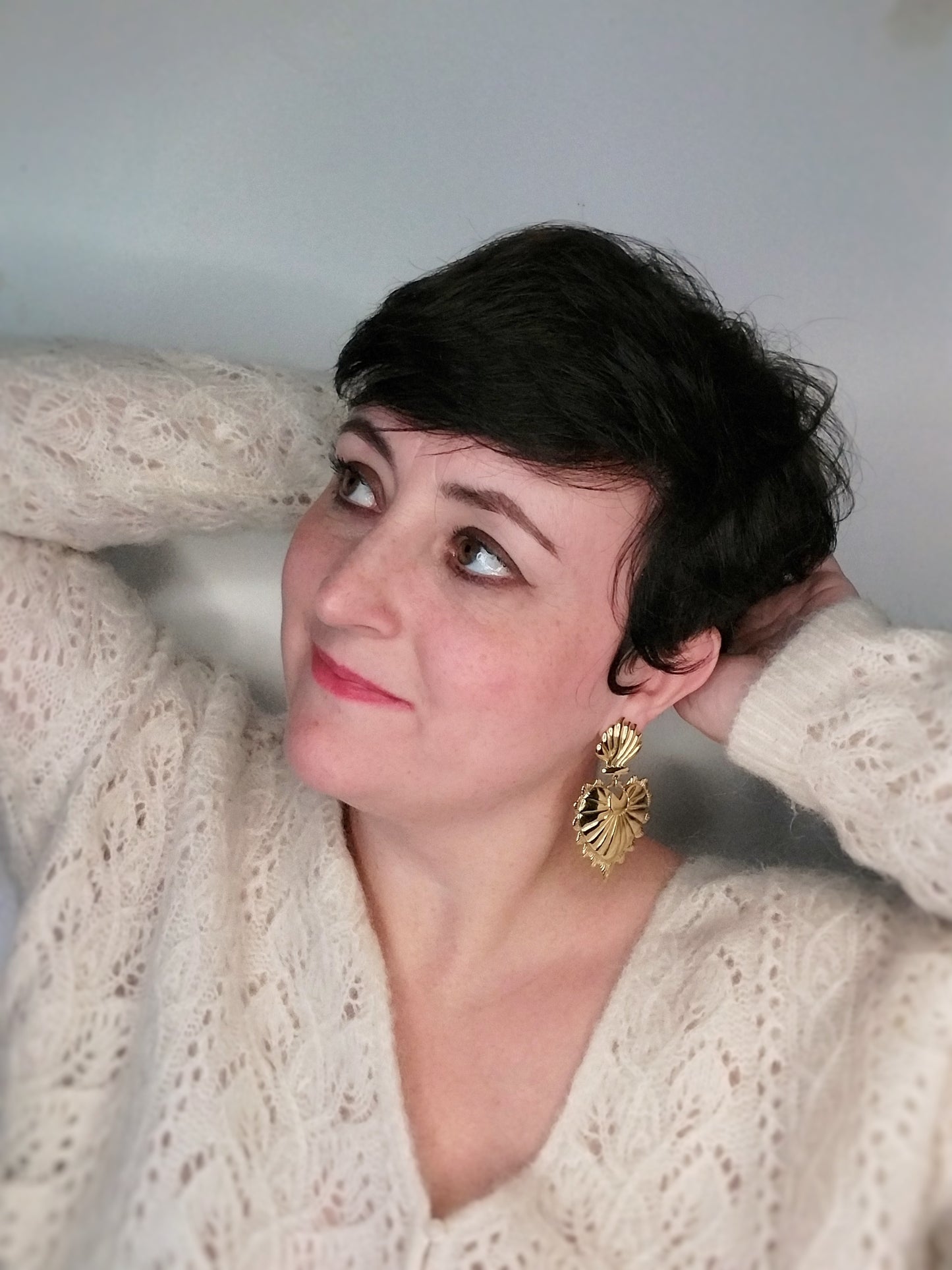 Solstice - Grandes Boucles d'oreilles cœur sacré