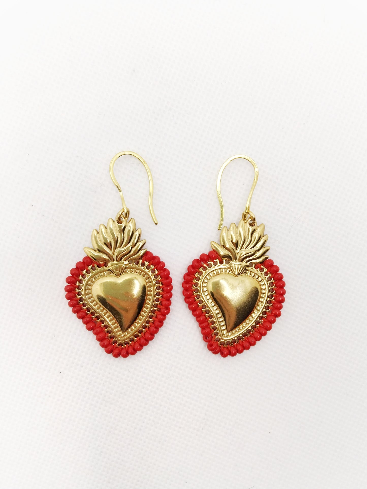 Boucles d'oreilles brodées Corazón Encendido