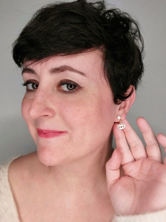 Oracle - Boucles d'oreilles perles et 3e oeil