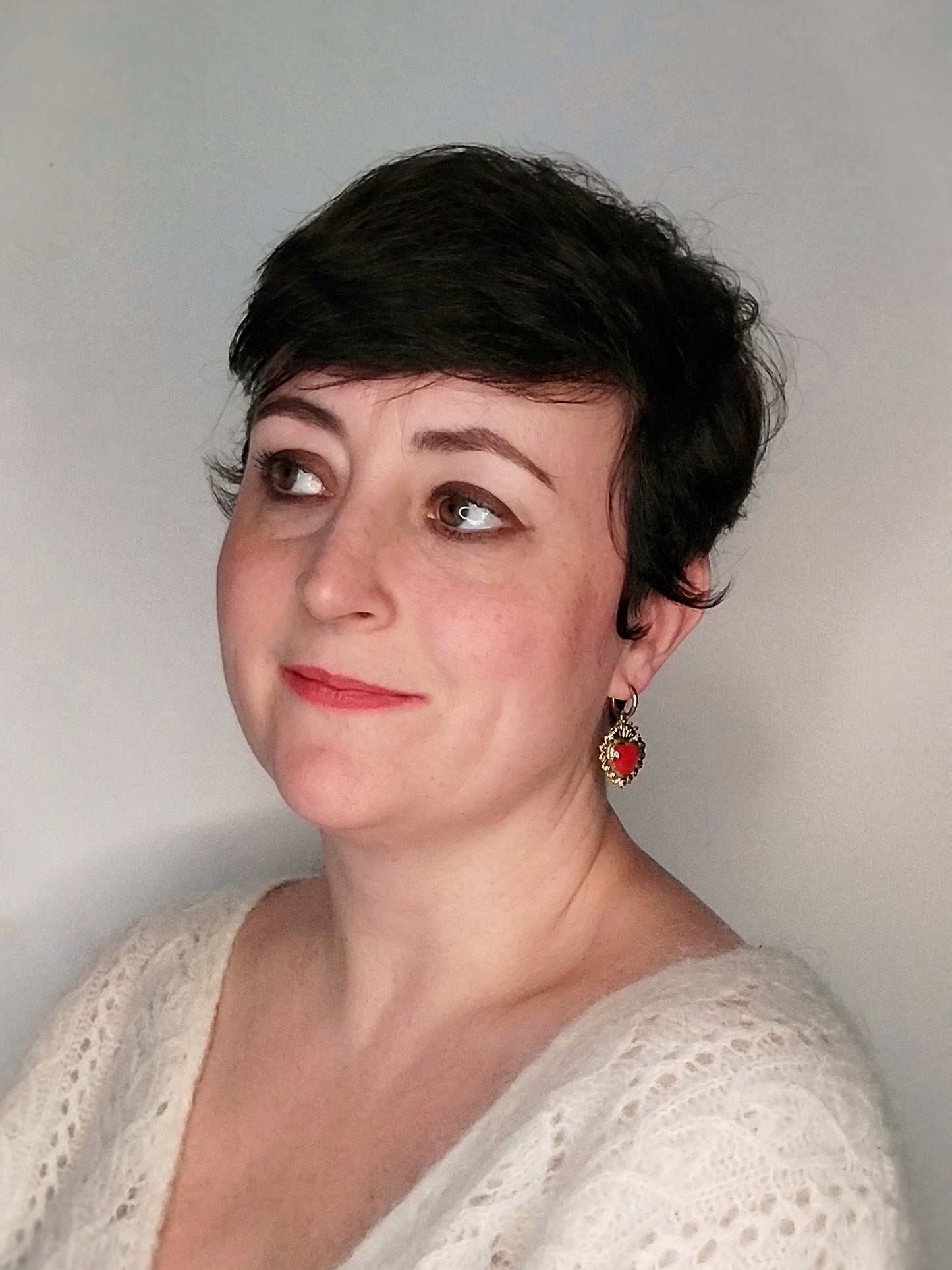 Crépuscule - Boucles d'oreilles coeur rouge