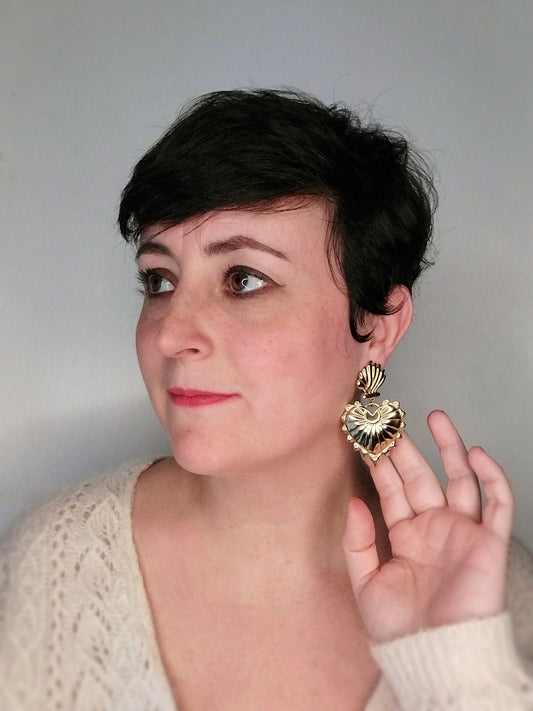 Solstice - Grandes Boucles d'oreilles cœur sacré